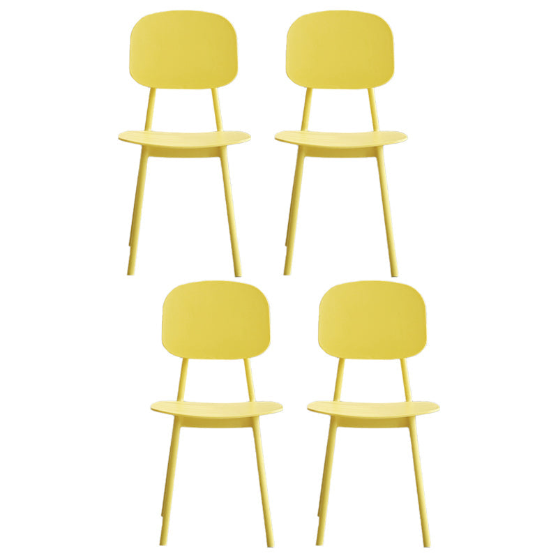 Scandinavian Style Open Back Dining Side Chair Plastic Dining Armless Chair Yellow 4 Piece Set Clearhalo ' kitchen&dining_furn' 'Dining Chairs' 'Dining Tables & Seating' 'dining_chair' 'furn' 'furn_dining_chair' 'Furniture' 'furniture_dining_chair' 'Kitchen & Dining Furniture' 'kitchen' 4139800