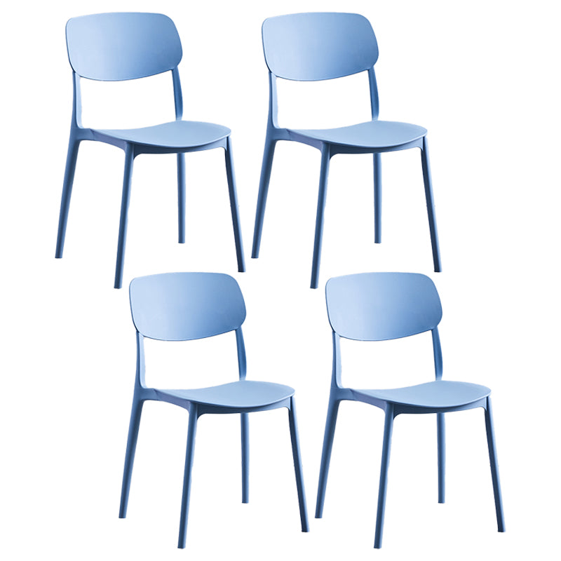 Nordic Style Dining Chair Plastic Dining Armless Side Chairs for Kitchen Peacock Blue 4 Piece Set Clearhalo ' kitchen&dining_furn' 'Dining Chairs' 'Dining Tables & Seating' 'dining_chair' 'furn' 'furn_dining_chair' 'Furniture' 'furniture_dining_chair' 'Kitchen & Dining Furniture' 'kitchen' 4139838