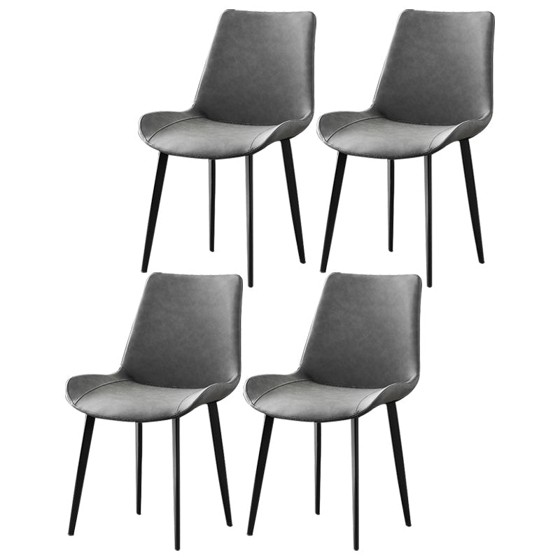 Industrial Style Metal Chairs Set Solid Back Side Kitchen Dining Room Chair Grey 4 Piece Set Clearhalo ' kitchen&dining_furn' 'Dining Chairs' 'Dining Tables & Seating' 'dining_chair' 'furn' 'furn_dining_chair' 'Furniture' 'furniture_dining_chair' 'Kitchen & Dining Furniture' 'kitchen' 4139849