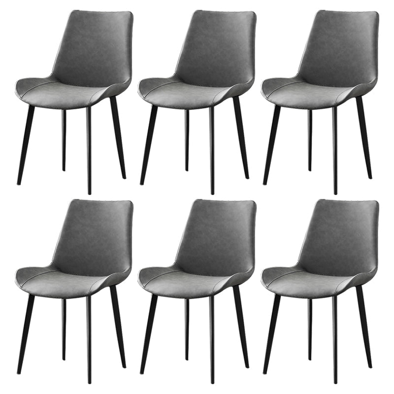 Industrial Style Metal Chairs Set Solid Back Side Kitchen Dining Room Chair Grey 6 Piece Set Clearhalo ' kitchen&dining_furn' 'Dining Chairs' 'Dining Tables & Seating' 'dining_chair' 'furn' 'furn_dining_chair' 'Furniture' 'furniture_dining_chair' 'Kitchen & Dining Furniture' 'kitchen' 4139851