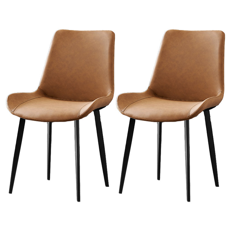 Industrial Style Metal Chairs Set Solid Back Side Kitchen Dining Room Chair Orange 2 Piece Set Clearhalo ' kitchen&dining_furn' 'Dining Chairs' 'Dining Tables & Seating' 'dining_chair' 'furn' 'furn_dining_chair' 'Furniture' 'furniture_dining_chair' 'Kitchen & Dining Furniture' 'kitchen' 4139852