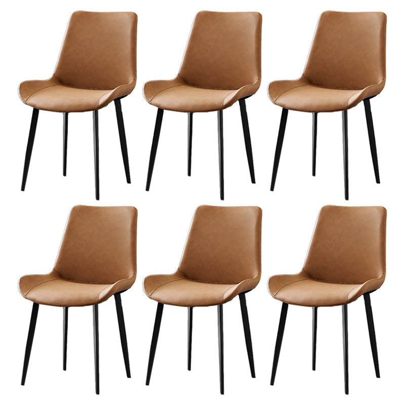 Industrial Style Metal Chairs Set Solid Back Side Kitchen Dining Room Chair Orange 6 Piece Set Clearhalo ' kitchen&dining_furn' 'Dining Chairs' 'Dining Tables & Seating' 'dining_chair' 'furn' 'furn_dining_chair' 'Furniture' 'furniture_dining_chair' 'Kitchen & Dining Furniture' 'kitchen' 4139857