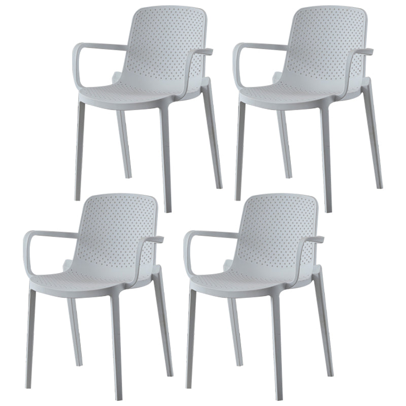 Contemporary Plastic Dining Room Chair Stacking Arm Chair for Restaurant (Set of 4) White Clearhalo ' kitchen&dining_furn' 'Dining Chairs' 'Dining Tables & Seating' 'dining_chair' 'Furniture' 'furniture_dining_chair' 'Kitchen & Dining Furniture' 'kitchen' 4139881