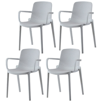 Contemporary Plastic Dining Room Chair Stacking Arm Chair for Restaurant (Set of 4) White Clearhalo ' kitchen&dining_furn' 'Dining Chairs' 'Dining Tables & Seating' 'dining_chair' 'Furniture' 'furniture_dining_chair' 'Kitchen & Dining Furniture' 'kitchen' 4139881