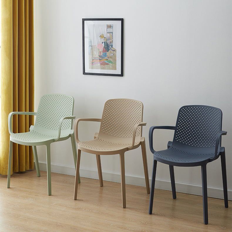 Contemporary Plastic Dining Room Chair Stacking Arm Chair for Restaurant (Set of 4) Clearhalo ' kitchen&dining_furn' 'Dining Chairs' 'Dining Tables & Seating' 'dining_chair' 'Furniture' 'furniture_dining_chair' 'Kitchen & Dining Furniture' 'kitchen' 4139882