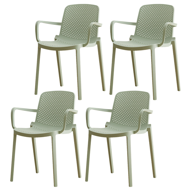 Contemporary Plastic Dining Room Chair Stacking Arm Chair for Restaurant (Set of 4) Green Clearhalo ' kitchen&dining_furn' 'Dining Chairs' 'Dining Tables & Seating' 'dining_chair' 'Furniture' 'furniture_dining_chair' 'Kitchen & Dining Furniture' 'kitchen' 4139885