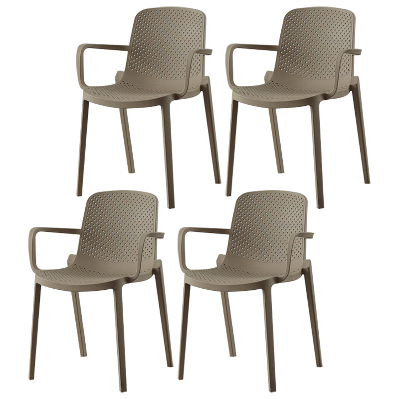 Contemporary Plastic Dining Room Chair Stacking Arm Chair for Restaurant (Set of 4) Camel Clearhalo ' kitchen&dining_furn' 'Dining Chairs' 'Dining Tables & Seating' 'dining_chair' 'Furniture' 'furniture_dining_chair' 'Kitchen & Dining Furniture' 'kitchen' 4139887