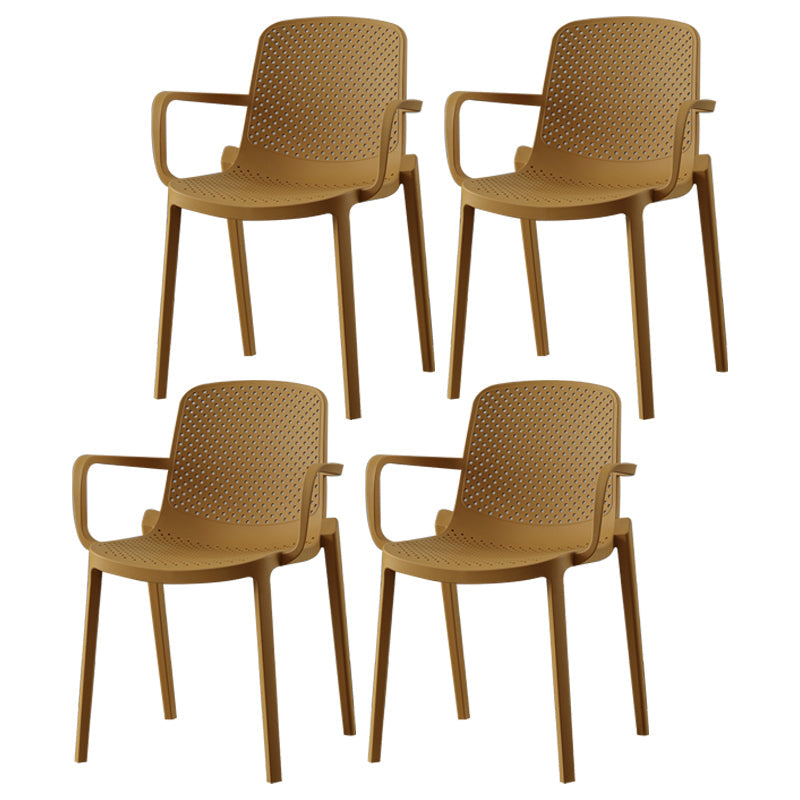 Contemporary Plastic Dining Room Chair Stacking Arm Chair for Restaurant (Set of 4) Ginger Clearhalo ' kitchen&dining_furn' 'Dining Chairs' 'Dining Tables & Seating' 'dining_chair' 'Furniture' 'furniture_dining_chair' 'Kitchen & Dining Furniture' 'kitchen' 4139889