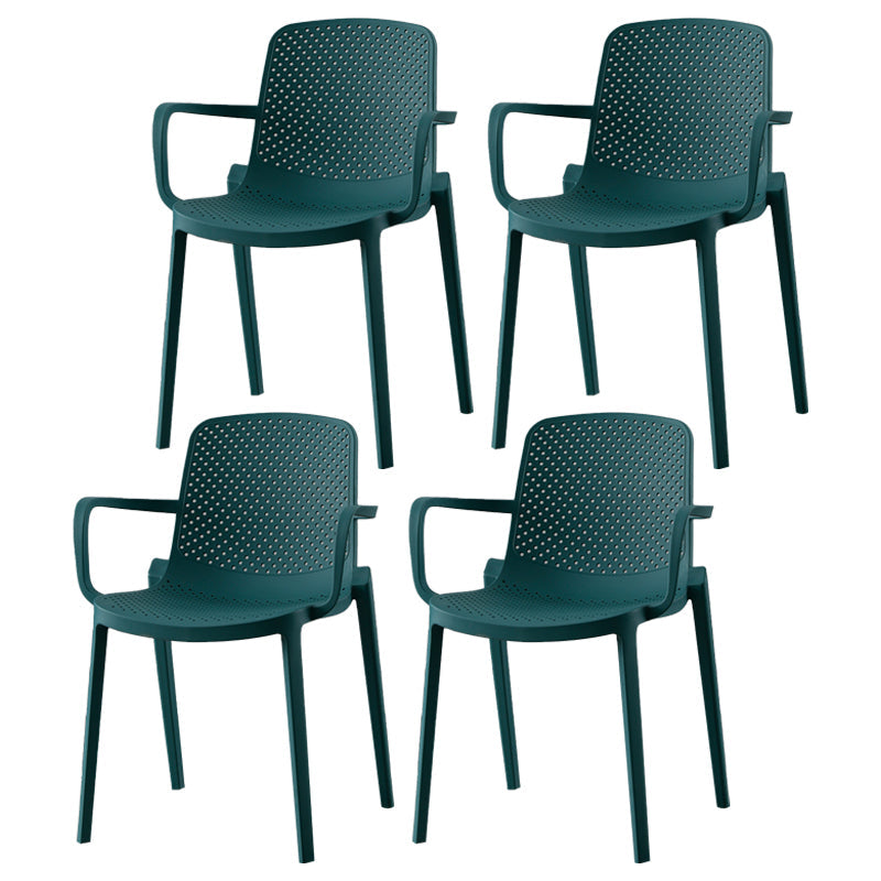 Contemporary Plastic Dining Room Chair Stacking Arm Chair for Restaurant (Set of 4) Peacock Blue Clearhalo ' kitchen&dining_furn' 'Dining Chairs' 'Dining Tables & Seating' 'dining_chair' 'Furniture' 'furniture_dining_chair' 'Kitchen & Dining Furniture' 'kitchen' 4139891