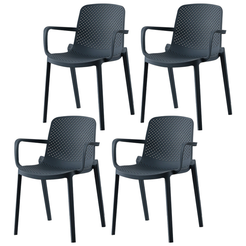 Contemporary Plastic Dining Room Chair Stacking Arm Chair for Restaurant (Set of 4) Gray-Blue Clearhalo ' kitchen&dining_furn' 'Dining Chairs' 'Dining Tables & Seating' 'dining_chair' 'Furniture' 'furniture_dining_chair' 'Kitchen & Dining Furniture' 'kitchen' 4139893