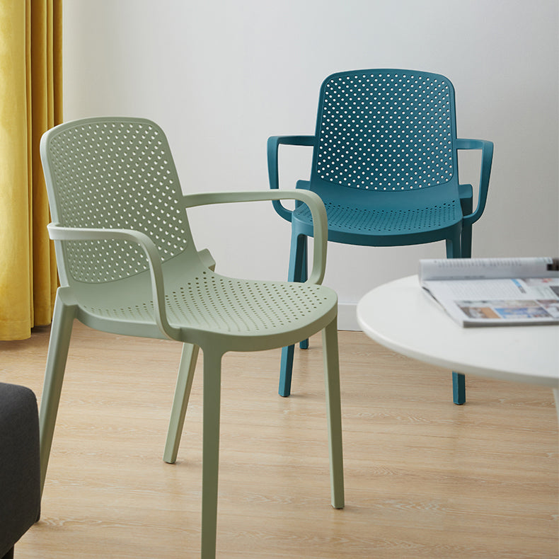 Contemporary Plastic Dining Room Chair Stacking Arm Chair for Restaurant (Set of 4) Clearhalo ' kitchen&dining_furn' 'Dining Chairs' 'Dining Tables & Seating' 'dining_chair' 'Furniture' 'furniture_dining_chair' 'Kitchen & Dining Furniture' 'kitchen' 4139896