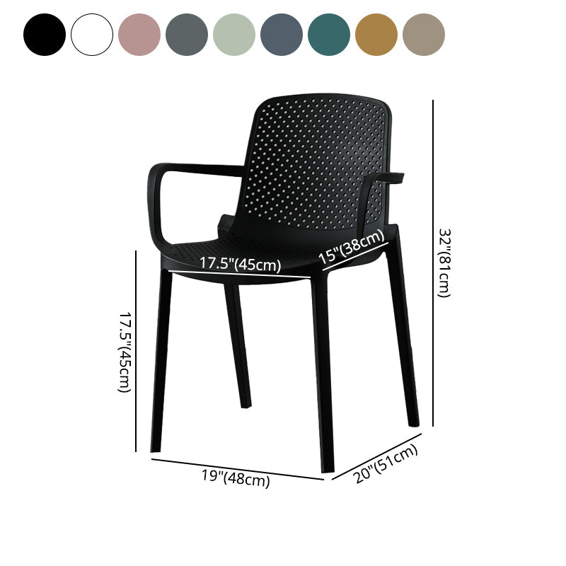 Contemporary Plastic Dining Room Chair Stacking Arm Chair for Restaurant (Set of 4) Clearhalo ' kitchen&dining_furn' 'Dining Chairs' 'Dining Tables & Seating' 'dining_chair' 'Furniture' 'furniture_dining_chair' 'Kitchen & Dining Furniture' 'kitchen' 4139897