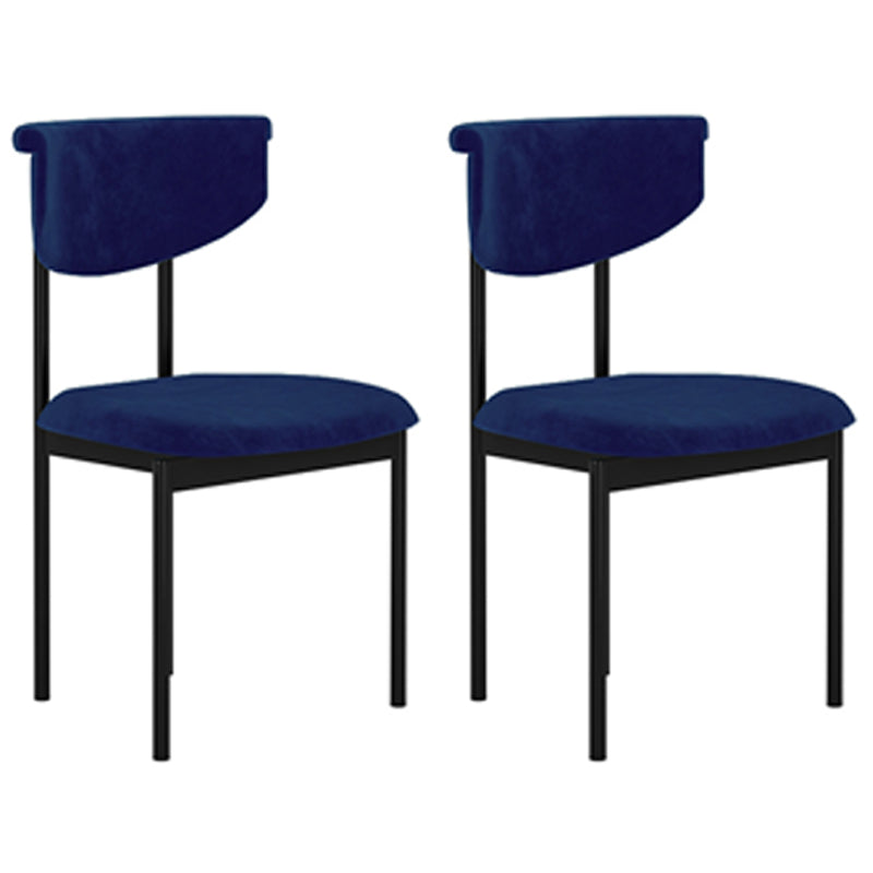 Modern Home Dining Side Chair Open Back Armless Dining Chairs with Metal Legs Royal Blue 2 Piece Set Clearhalo ' kitchen&dining_furn' 'Dining Chairs' 'Dining Tables & Seating' 'dining_chair' 'furn' 'furn_dining_chair' 'Furniture' 'furniture_dining_chair' 'Kitchen & Dining Furniture' 'kitchen' 4139922