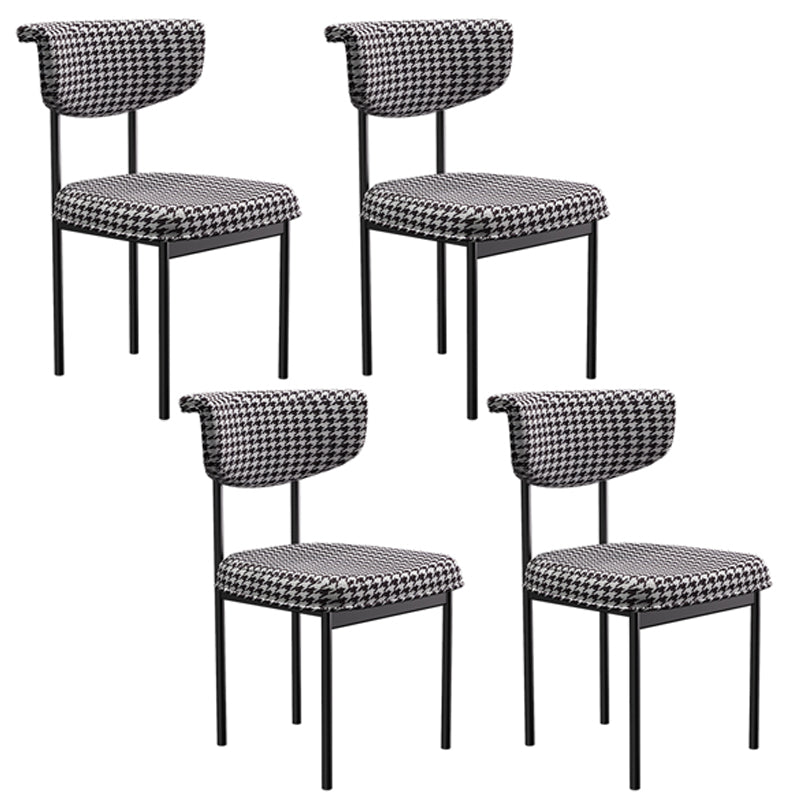 Modern Home Dining Side Chair Open Back Armless Dining Chairs with Metal Legs Black-White 4 Piece Set Clearhalo ' kitchen&dining_furn' 'Dining Chairs' 'Dining Tables & Seating' 'dining_chair' 'furn' 'furn_dining_chair' 'Furniture' 'furniture_dining_chair' 'Kitchen & Dining Furniture' 'kitchen' 4139923
