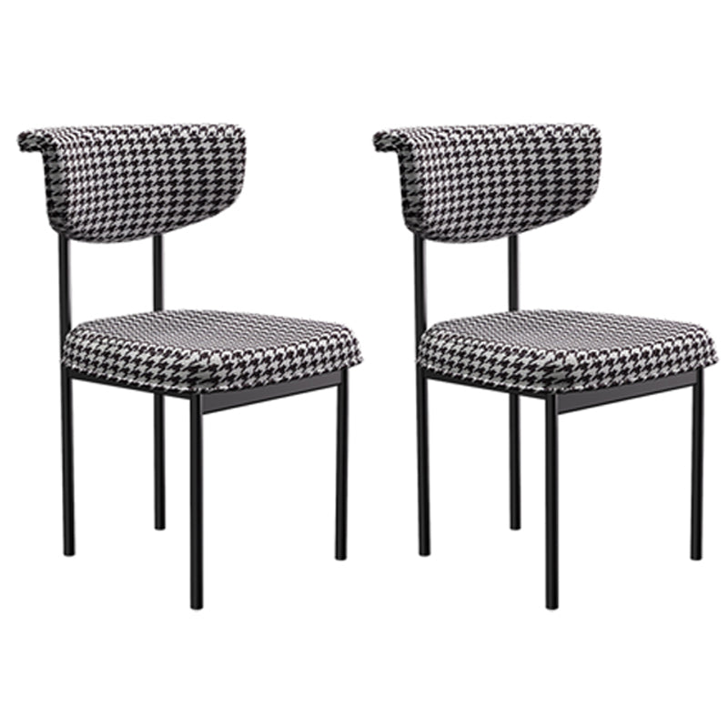 Modern Home Dining Side Chair Open Back Armless Dining Chairs with Metal Legs Black-White 2 Piece Set Clearhalo ' kitchen&dining_furn' 'Dining Chairs' 'Dining Tables & Seating' 'dining_chair' 'furn' 'furn_dining_chair' 'Furniture' 'furniture_dining_chair' 'Kitchen & Dining Furniture' 'kitchen' 4139927