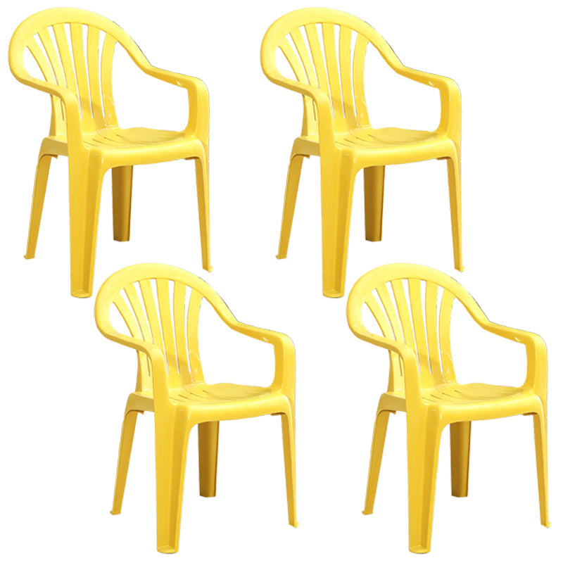 Modern Plastic Dining Arm Chairs Home Stackable Windsor Dining Armchair Lemon Yellow 4 Piece Set Clearhalo ' kitchen&dining_furn' 'Dining Chairs' 'Dining Tables & Seating' 'dining_chair' 'furn' 'furn_dining_chair' 'Furniture' 'furniture_dining_chair' 'Kitchen & Dining Furniture' 'kitchen' 4139963