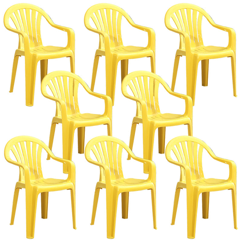 Modern Plastic Dining Arm Chairs Home Stackable Windsor Dining Armchair Lemon Yellow 8 Piece Set Clearhalo ' kitchen&dining_furn' 'Dining Chairs' 'Dining Tables & Seating' 'dining_chair' 'furn' 'furn_dining_chair' 'Furniture' 'furniture_dining_chair' 'Kitchen & Dining Furniture' 'kitchen' 4139964