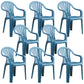Modern Plastic Dining Arm Chairs Home Stackable Windsor Dining Armchair Peacock Blue 8 Piece Set Clearhalo ' kitchen&dining_furn' 'Dining Chairs' 'Dining Tables & Seating' 'dining_chair' 'furn' 'furn_dining_chair' 'Furniture' 'furniture_dining_chair' 'Kitchen & Dining Furniture' 'kitchen' 4139969