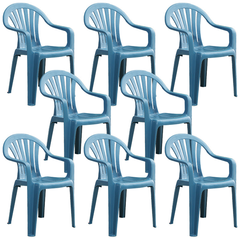 Modern Plastic Dining Arm Chairs Home Stackable Windsor Dining Armchair Peacock Blue 8 Piece Set Clearhalo ' kitchen&dining_furn' 'Dining Chairs' 'Dining Tables & Seating' 'dining_chair' 'furn' 'furn_dining_chair' 'Furniture' 'furniture_dining_chair' 'Kitchen & Dining Furniture' 'kitchen' 4139969