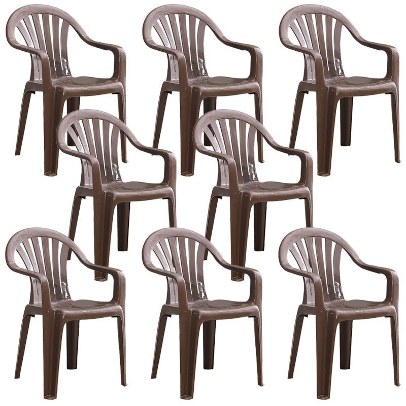 Modern Plastic Dining Arm Chairs Home Stackable Windsor Dining Armchair Coffee 8 Piece Set Clearhalo ' kitchen&dining_furn' 'Dining Chairs' 'Dining Tables & Seating' 'dining_chair' 'furn' 'furn_dining_chair' 'Furniture' 'furniture_dining_chair' 'Kitchen & Dining Furniture' 'kitchen' 4139972