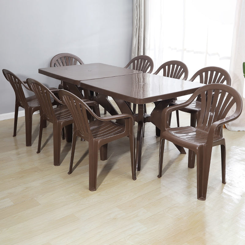 Modern Plastic Dining Arm Chairs Home Stackable Windsor Dining Armchair Clearhalo ' kitchen&dining_furn' 'Dining Chairs' 'Dining Tables & Seating' 'dining_chair' 'furn' 'furn_dining_chair' 'Furniture' 'furniture_dining_chair' 'Kitchen & Dining Furniture' 'kitchen' 4139975