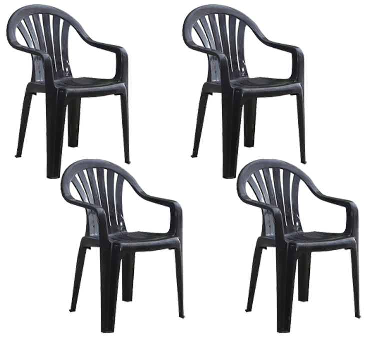 Modern Plastic Dining Arm Chairs Home Stackable Windsor Dining Armchair Black 4 Piece Set Clearhalo ' kitchen&dining_furn' 'Dining Chairs' 'Dining Tables & Seating' 'dining_chair' 'furn' 'furn_dining_chair' 'Furniture' 'furniture_dining_chair' 'Kitchen & Dining Furniture' 'kitchen' 4139978