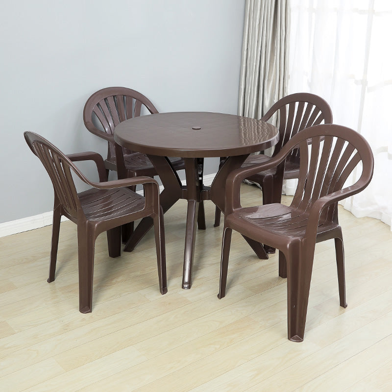 Modern Plastic Dining Arm Chairs Home Stackable Windsor Dining Armchair Clearhalo ' kitchen&dining_furn' 'Dining Chairs' 'Dining Tables & Seating' 'dining_chair' 'furn' 'furn_dining_chair' 'Furniture' 'furniture_dining_chair' 'Kitchen & Dining Furniture' 'kitchen' 4139979