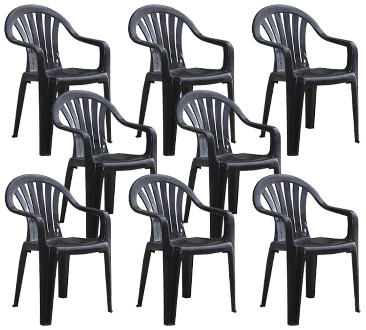 Modern Plastic Dining Arm Chairs Home Stackable Windsor Dining Armchair Black 8 Piece Set Clearhalo ' kitchen&dining_furn' 'Dining Chairs' 'Dining Tables & Seating' 'dining_chair' 'furn' 'furn_dining_chair' 'Furniture' 'furniture_dining_chair' 'Kitchen & Dining Furniture' 'kitchen' 4139980