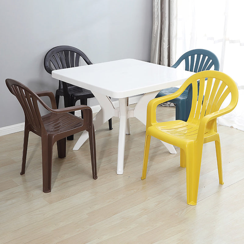 Modern Plastic Dining Arm Chairs Home Stackable Windsor Dining Armchair Clearhalo ' kitchen&dining_furn' 'Dining Chairs' 'Dining Tables & Seating' 'dining_chair' 'furn' 'furn_dining_chair' 'Furniture' 'furniture_dining_chair' 'Kitchen & Dining Furniture' 'kitchen' 4139981