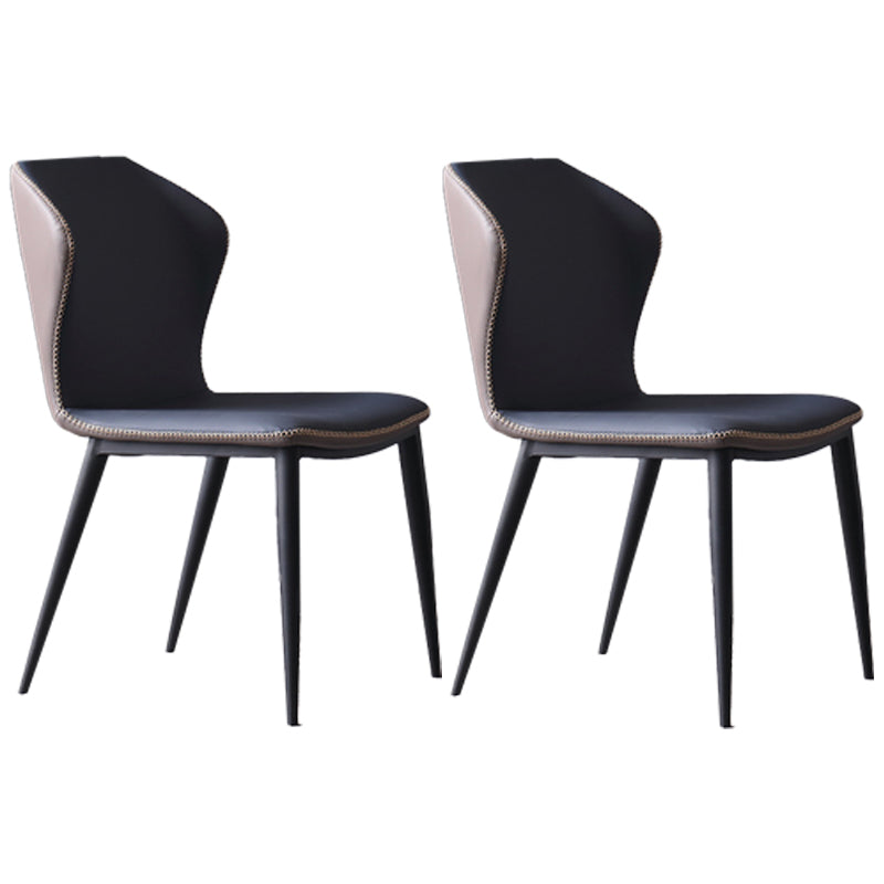 Industrial Style Wingback Parsons Chairs Leather Dining Armless Chairs (Set of 2) Blue Clearhalo ' kitchen&dining_furn' 'Dining Chairs' 'Dining Tables & Seating' 'dining_chair' 'furn' 'furn_dining_chair' 'Furniture' 'furniture_dining_chair' 'Kitchen & Dining Furniture' 'kitchen' 4139987