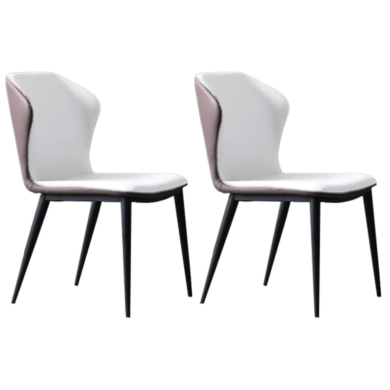 Industrial Style Wingback Parsons Chairs Leather Dining Armless Chairs (Set of 2) White Clearhalo ' kitchen&dining_furn' 'Dining Chairs' 'Dining Tables & Seating' 'dining_chair' 'furn' 'furn_dining_chair' 'Furniture' 'furniture_dining_chair' 'Kitchen & Dining Furniture' 'kitchen' 4139989