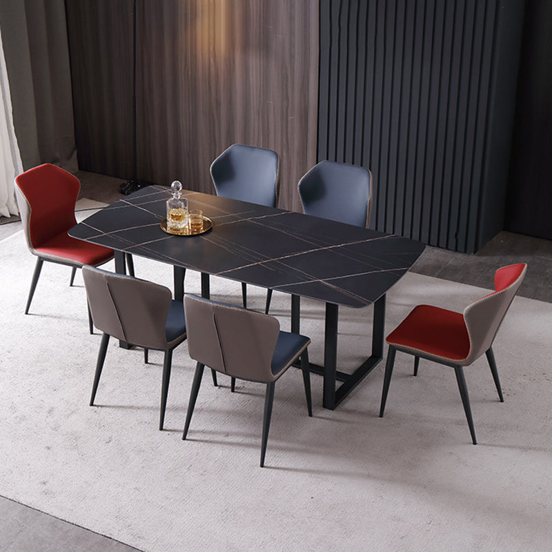 Industrial Style Wingback Parsons Chairs Leather Dining Armless Chairs (Set of 2) Clearhalo ' kitchen&dining_furn' 'Dining Chairs' 'Dining Tables & Seating' 'dining_chair' 'furn' 'furn_dining_chair' 'Furniture' 'furniture_dining_chair' 'Kitchen & Dining Furniture' 'kitchen' 4139990