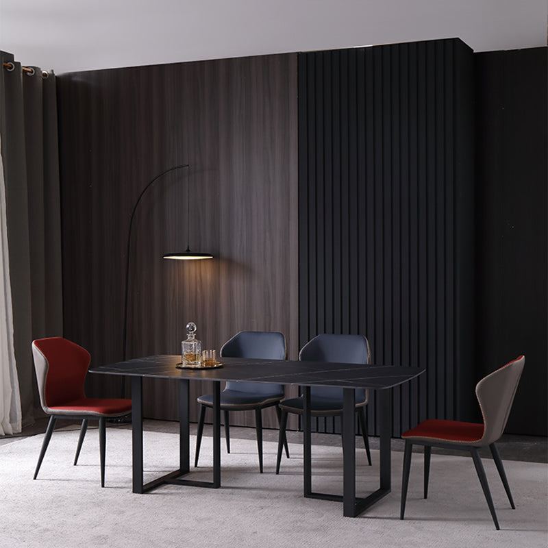 Industrial Style Wingback Parsons Chairs Leather Dining Armless Chairs (Set of 2) Clearhalo ' kitchen&dining_furn' 'Dining Chairs' 'Dining Tables & Seating' 'dining_chair' 'furn' 'furn_dining_chair' 'Furniture' 'furniture_dining_chair' 'Kitchen & Dining Furniture' 'kitchen' 4139992