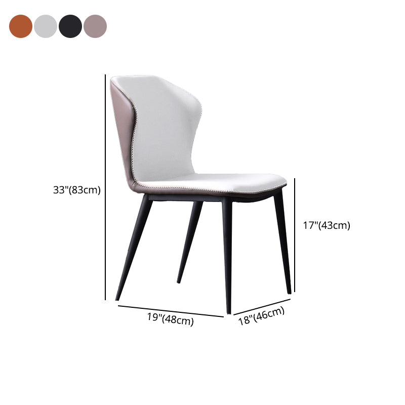 Industrial Style Wingback Parsons Chairs Leather Dining Armless Chairs (Set of 2) Clearhalo ' kitchen&dining_furn' 'Dining Chairs' 'Dining Tables & Seating' 'dining_chair' 'furn' 'furn_dining_chair' 'Furniture' 'furniture_dining_chair' 'Kitchen & Dining Furniture' 'kitchen' 4140000