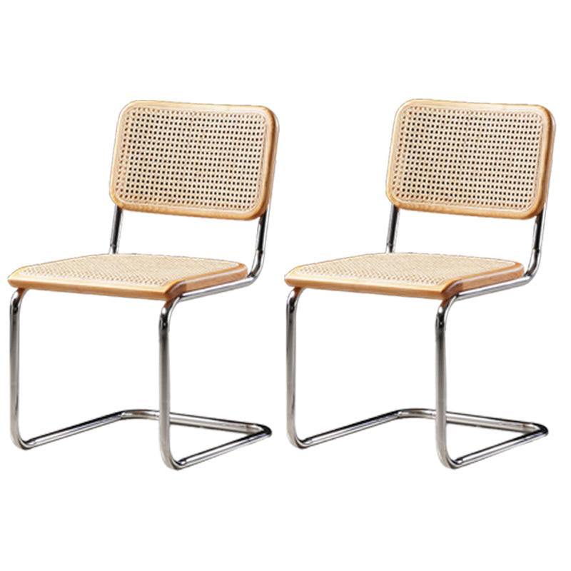 Industrial Style Open Back Dining Side Chair Metal Armless Dining Side Chairs for Home Wood 2 Piece Set Clearhalo ' kitchen&dining_furn' 'Dining Chairs' 'Dining Tables & Seating' 'dining_chair' 'furn' 'furn_dining_chair' 'Furniture' 'furniture_dining_chair' 'Kitchen & Dining Furniture' 'kitchen' 4140005