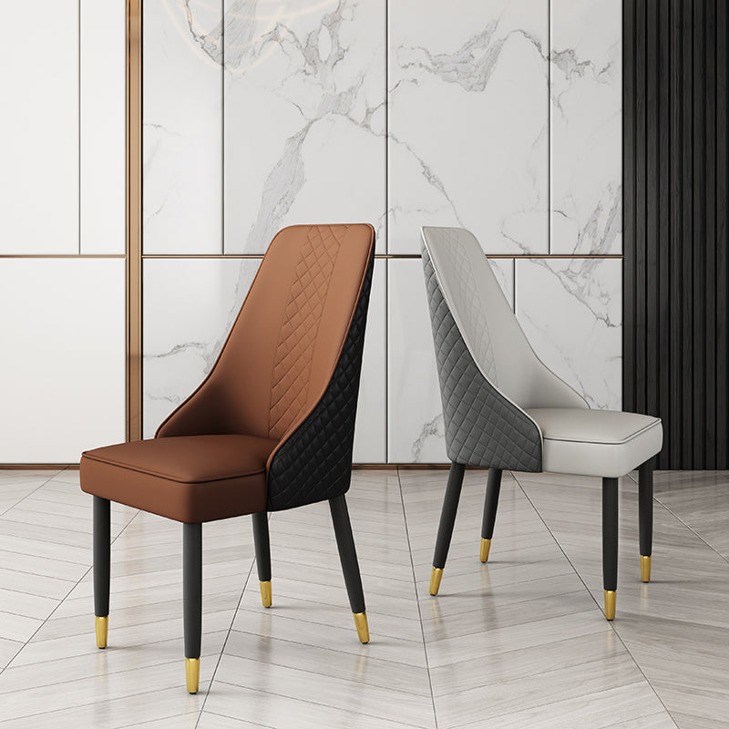 Solid Back Dining Arm Chairs Leather Upholstered Dining Armchairs (Set of 2) Clearhalo ' kitchen&dining_furn' 'Dining Chairs' 'Dining Tables & Seating' 'dining_chair' 'furn' 'furn_dining_chair' 'Furniture' 'furniture_dining_chair' 'Kitchen & Dining Furniture' 'kitchen' 4140023