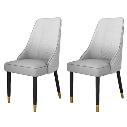 Solid Back Dining Arm Chairs Leather Upholstered Dining Armchairs (Set of 2) Off-White Clearhalo ' kitchen&dining_furn' 'Dining Chairs' 'Dining Tables & Seating' 'dining_chair' 'furn' 'furn_dining_chair' 'Furniture' 'furniture_dining_chair' 'Kitchen & Dining Furniture' 'kitchen' 4140024