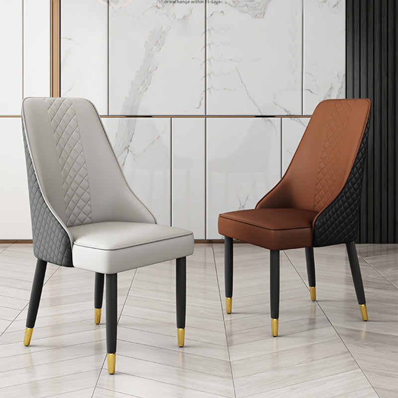 Solid Back Dining Arm Chairs Leather Upholstered Dining Armchairs (Set of 2) Clearhalo ' kitchen&dining_furn' 'Dining Chairs' 'Dining Tables & Seating' 'dining_chair' 'furn' 'furn_dining_chair' 'Furniture' 'furniture_dining_chair' 'Kitchen & Dining Furniture' 'kitchen' 4140026