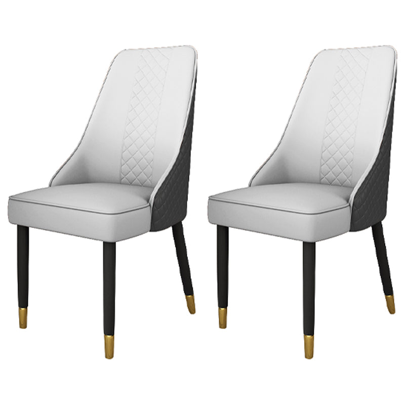 Solid Back Dining Arm Chairs Leather Upholstered Dining Armchairs (Set of 2) Cream Gray Clearhalo ' kitchen&dining_furn' 'Dining Chairs' 'Dining Tables & Seating' 'dining_chair' 'furn' 'furn_dining_chair' 'Furniture' 'furniture_dining_chair' 'Kitchen & Dining Furniture' 'kitchen' 4140027