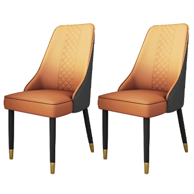 Solid Back Dining Arm Chairs Leather Upholstered Dining Armchairs (Set of 2) Orange-Gray Clearhalo ' kitchen&dining_furn' 'Dining Chairs' 'Dining Tables & Seating' 'dining_chair' 'furn' 'furn_dining_chair' 'Furniture' 'furniture_dining_chair' 'Kitchen & Dining Furniture' 'kitchen' 4140029