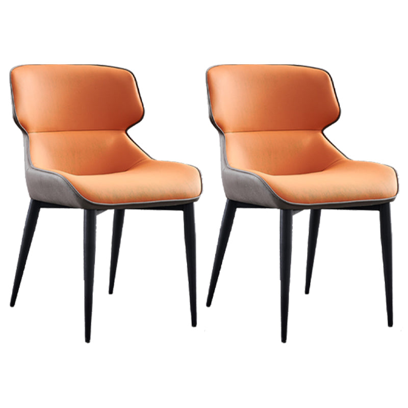 Industrial Metal Dining Room Chairs Wingback Parsons Chair for Home Use (Set of 2) Orange Clearhalo ' kitchen&dining_furn' 'Dining Chairs' 'Dining Tables & Seating' 'dining_chair' 'furn' 'furn_dining_chair' 'Furniture' 'furniture_dining_chair' 'Kitchen & Dining Furniture' 'kitchen' 4140038