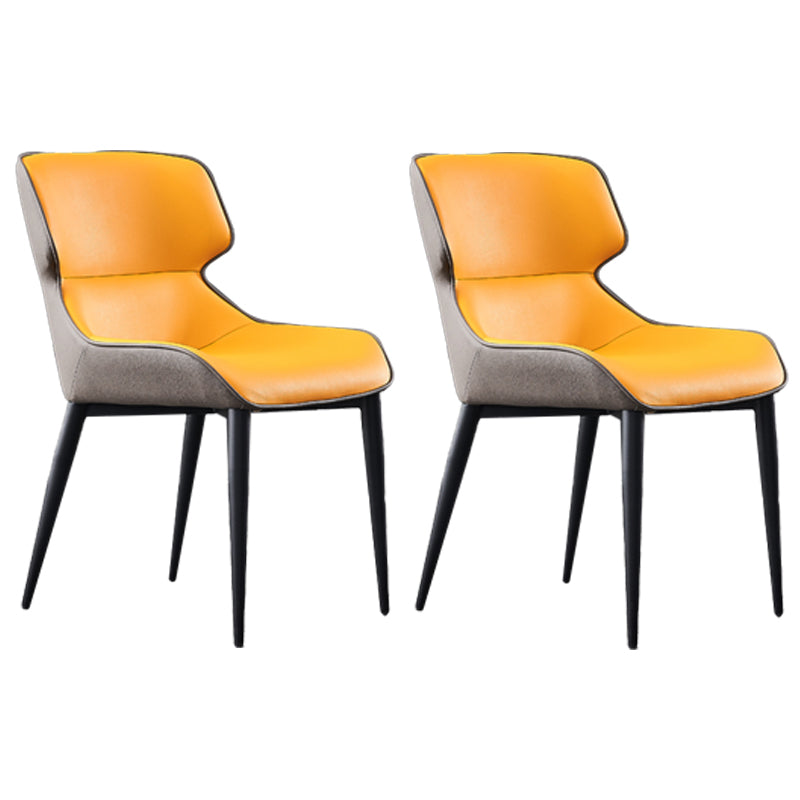 Industrial Metal Dining Room Chairs Wingback Parsons Chair for Home Use (Set of 2) Yellow Clearhalo ' kitchen&dining_furn' 'Dining Chairs' 'Dining Tables & Seating' 'dining_chair' 'furn' 'furn_dining_chair' 'Furniture' 'furniture_dining_chair' 'Kitchen & Dining Furniture' 'kitchen' 4140045