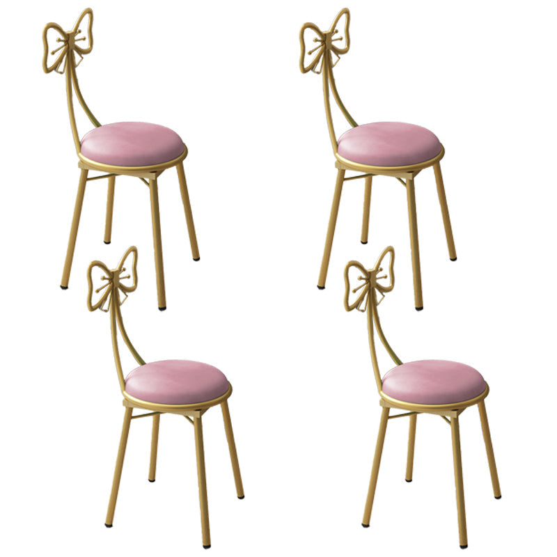 Scandinavian Style Open Back Dining Side Chair Upholstered Armless Dining Chairs Nude Pink 4 Piece Set Clearhalo ' kitchen&dining_furn' 'Dining Chairs' 'Dining Tables & Seating' 'dining_chair' 'furn' 'furn_dining_chair' 'Furniture' 'furniture_dining_chair' 'Kitchen & Dining Furniture' 'kitchen' 4140060