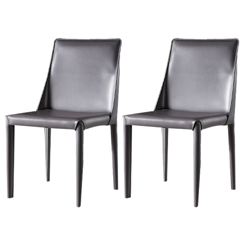 Contemporary Style Dining Chairs Armless Side Chairs with Metal Legs for Kitchen (Set of 2) Grey Clearhalo ' kitchen&dining_furn' 'Dining Chairs' 'Dining Tables & Seating' 'dining_chair' 'furn' 'furn_dining_chair' 'Furniture' 'furniture_dining_chair' 'Kitchen & Dining Furniture' 'kitchen' 4140082