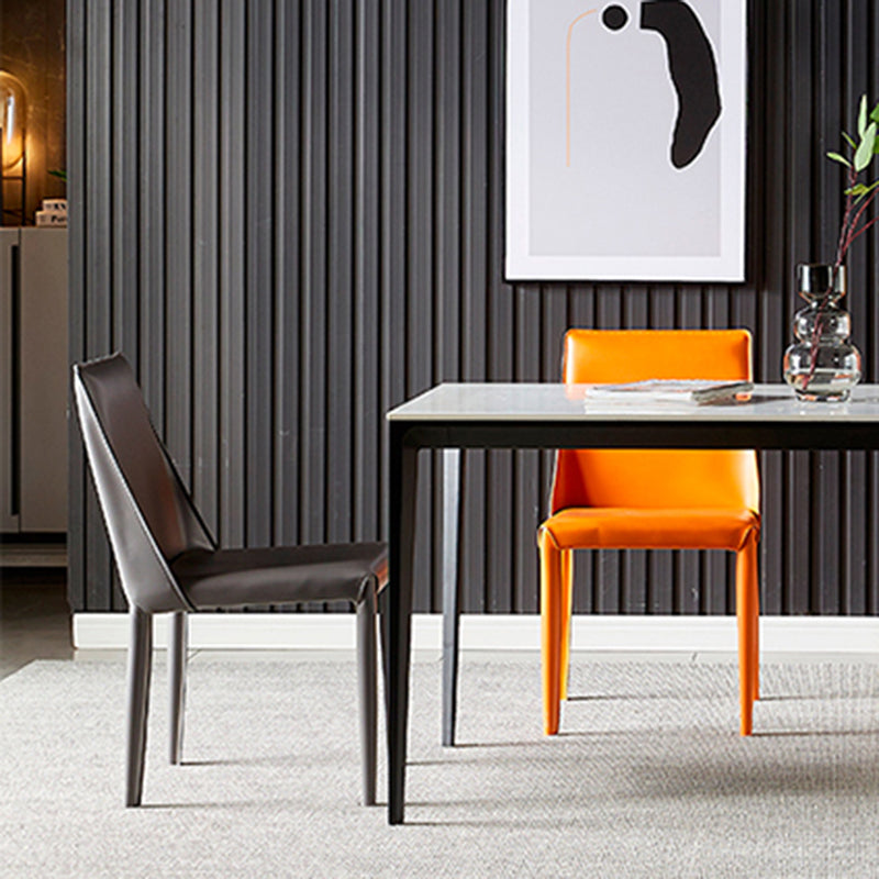 Contemporary Style Dining Chairs Armless Side Chairs with Metal Legs for Kitchen (Set of 2) Clearhalo ' kitchen&dining_furn' 'Dining Chairs' 'Dining Tables & Seating' 'dining_chair' 'furn' 'furn_dining_chair' 'Furniture' 'furniture_dining_chair' 'Kitchen & Dining Furniture' 'kitchen' 4140083