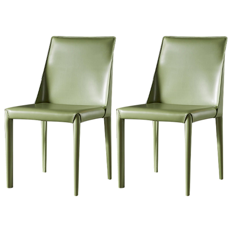 Contemporary Style Dining Chairs Armless Side Chairs with Metal Legs for Kitchen (Set of 2) Green Clearhalo ' kitchen&dining_furn' 'Dining Chairs' 'Dining Tables & Seating' 'dining_chair' 'furn' 'furn_dining_chair' 'Furniture' 'furniture_dining_chair' 'Kitchen & Dining Furniture' 'kitchen' 4140084