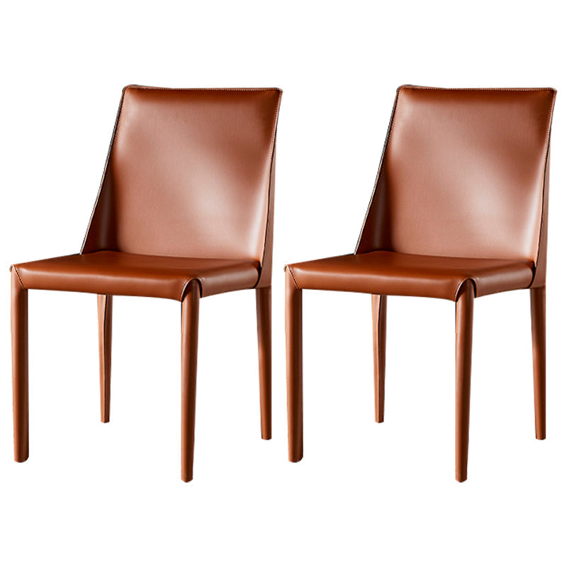 Contemporary Style Dining Chairs Armless Side Chairs with Metal Legs for Kitchen (Set of 2) Brown Clearhalo ' kitchen&dining_furn' 'Dining Chairs' 'Dining Tables & Seating' 'dining_chair' 'furn' 'furn_dining_chair' 'Furniture' 'furniture_dining_chair' 'Kitchen & Dining Furniture' 'kitchen' 4140085