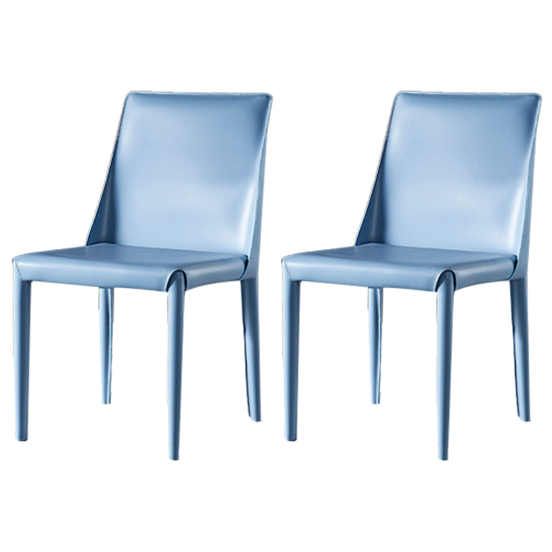 Contemporary Style Dining Chairs Armless Side Chairs with Metal Legs for Kitchen (Set of 2) Light Blue Clearhalo ' kitchen&dining_furn' 'Dining Chairs' 'Dining Tables & Seating' 'dining_chair' 'furn' 'furn_dining_chair' 'Furniture' 'furniture_dining_chair' 'Kitchen & Dining Furniture' 'kitchen' 4140087