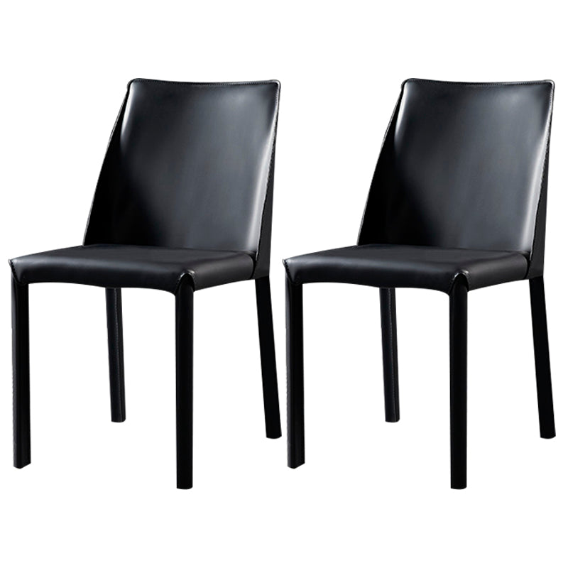 Contemporary Style Dining Chairs Armless Side Chairs with Metal Legs for Kitchen (Set of 2) Black Clearhalo ' kitchen&dining_furn' 'Dining Chairs' 'Dining Tables & Seating' 'dining_chair' 'furn' 'furn_dining_chair' 'Furniture' 'furniture_dining_chair' 'Kitchen & Dining Furniture' 'kitchen' 4140089