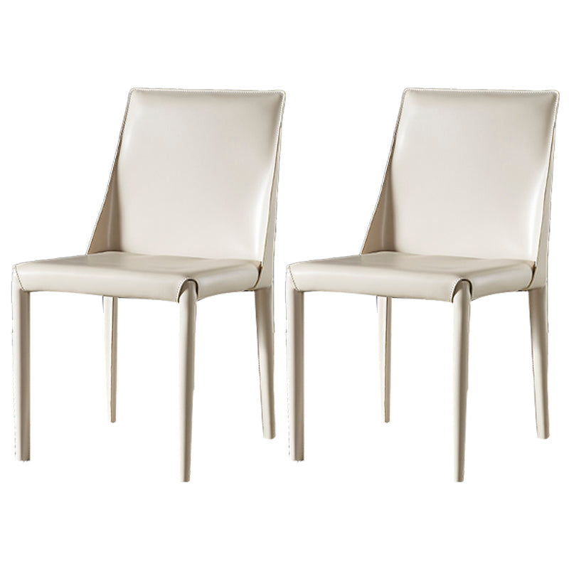 Contemporary Style Dining Chairs Armless Side Chairs with Metal Legs for Kitchen (Set of 2) Off-White Clearhalo ' kitchen&dining_furn' 'Dining Chairs' 'Dining Tables & Seating' 'dining_chair' 'furn' 'furn_dining_chair' 'Furniture' 'furniture_dining_chair' 'Kitchen & Dining Furniture' 'kitchen' 4140091